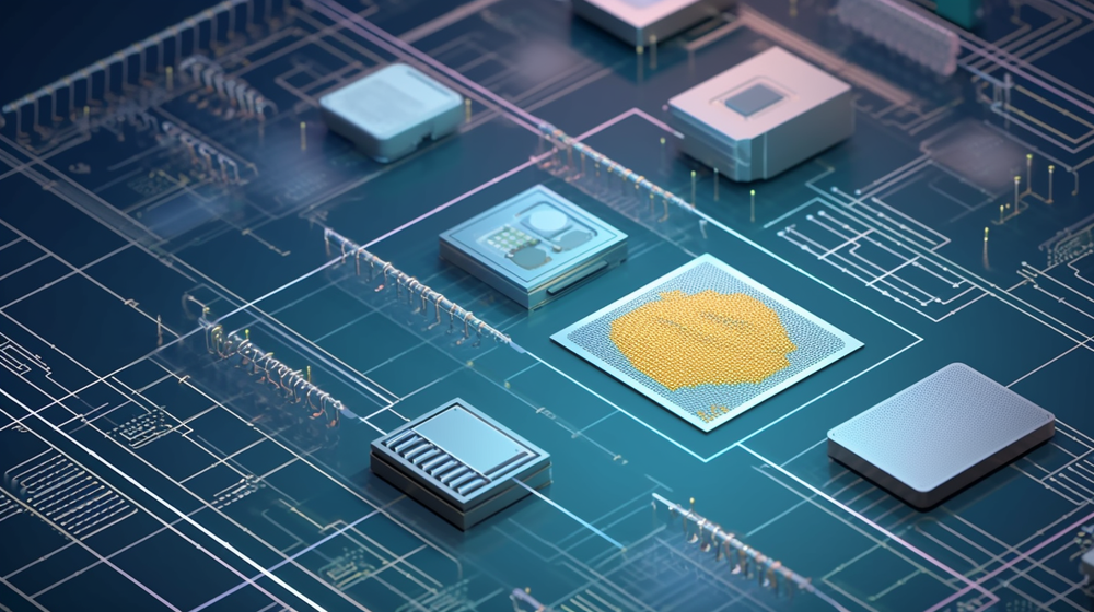 半导体芯片制造工厂中的插画设计元素与集成电路设计